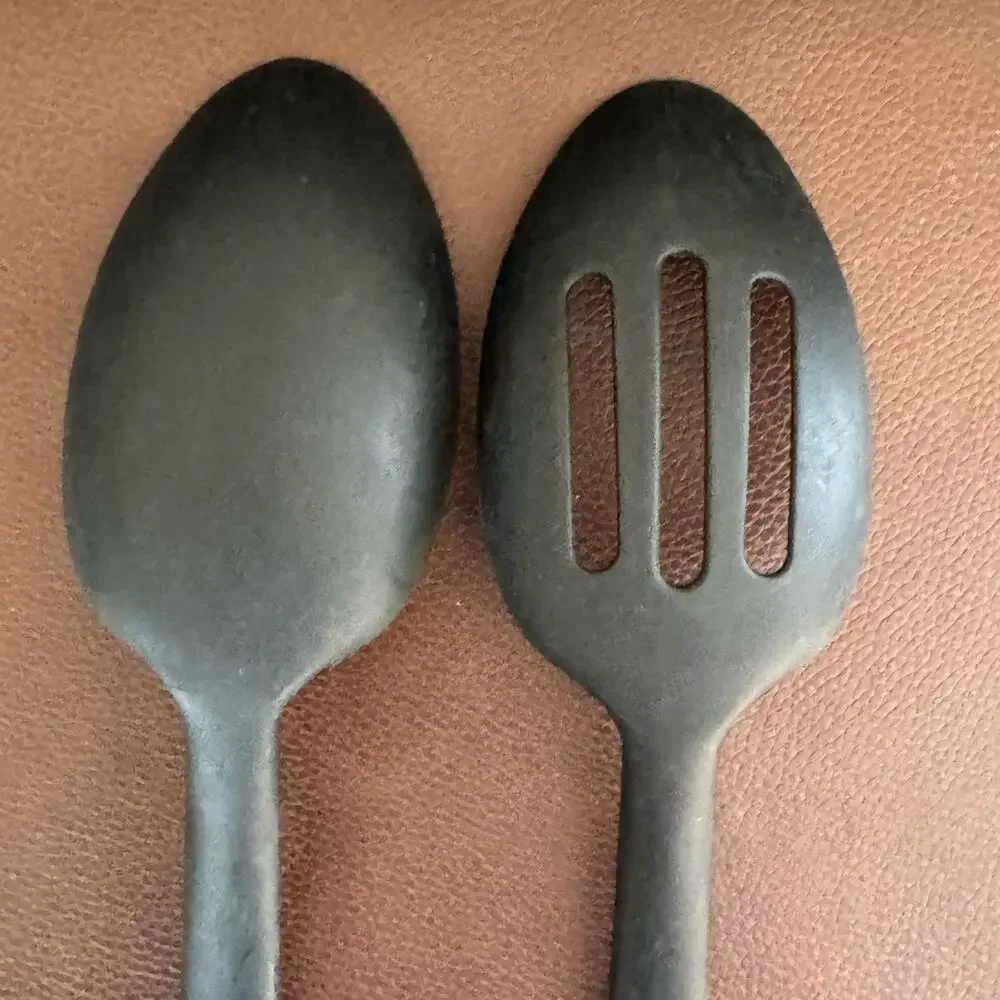 Farberware Slotted & Solid Spoon Black Plastic Nylon Kitchen Cooking Utensil